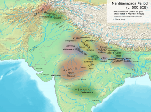 Шістнадцять Махаджанапад  - найпотужніших і великих царств (500 років до н.е.)       By Avantiputra7 - Own work, CC BY-SA 3.0, 