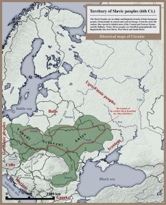 Карта слов'янських народів 6 століття.